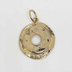 Vintage 80s Gold Tone Circle Medallion Pendant for Necklace